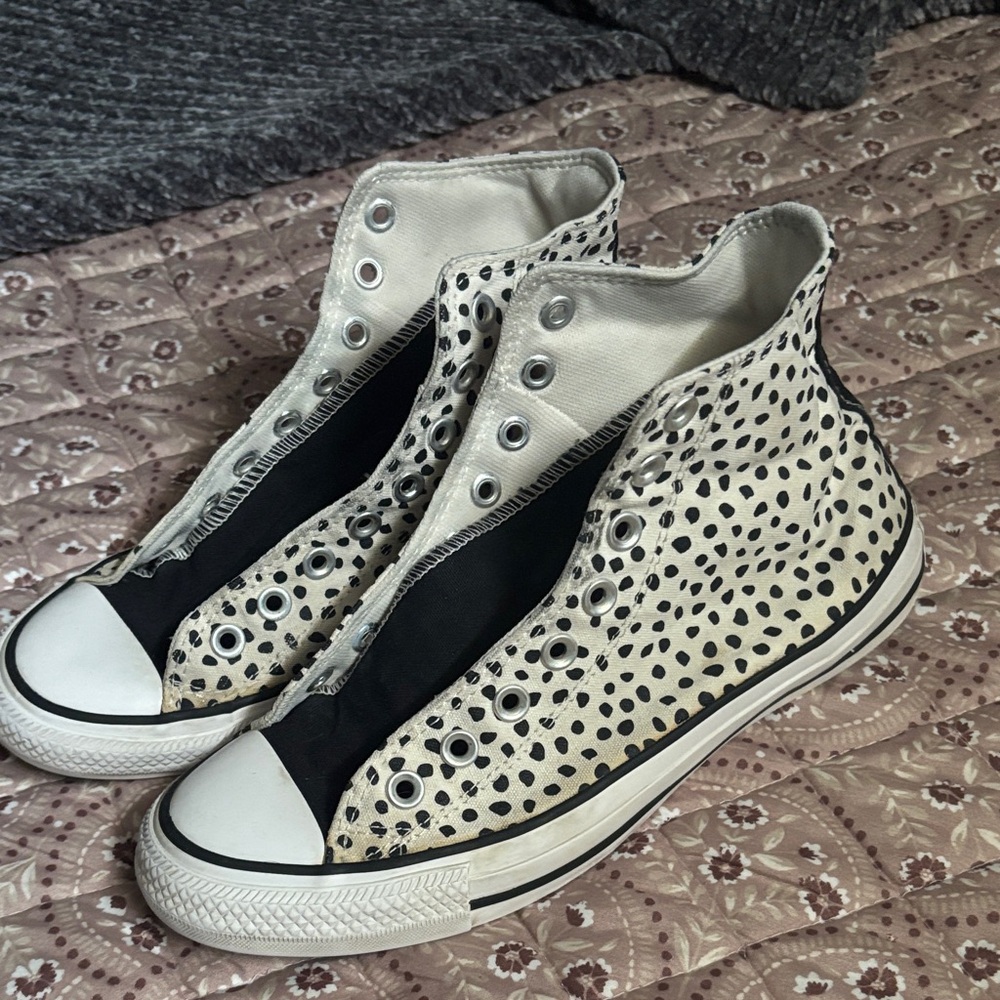 Converse Black and White Polka Dot High-Top Sneakers